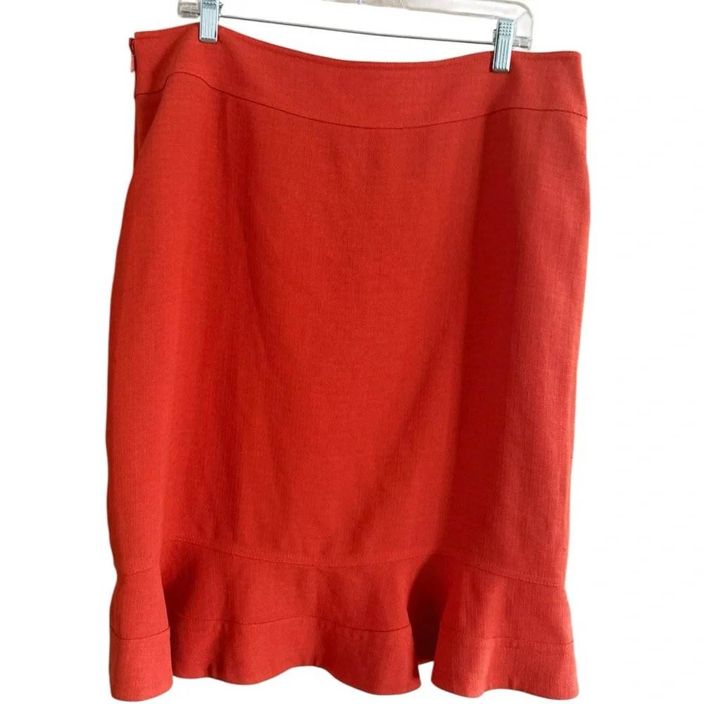 Anne Klein Orange Flared Midi Skirt